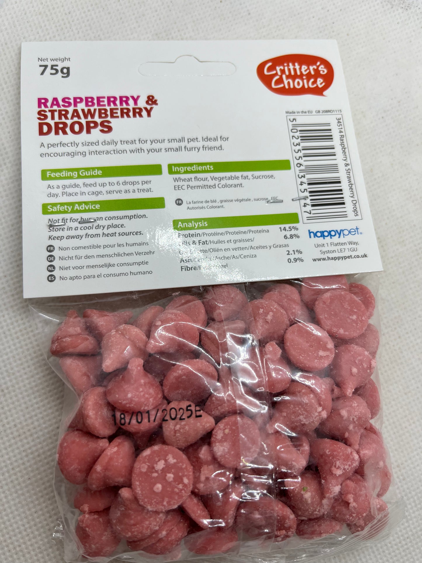Raspberry & Strawberry Drops 75g